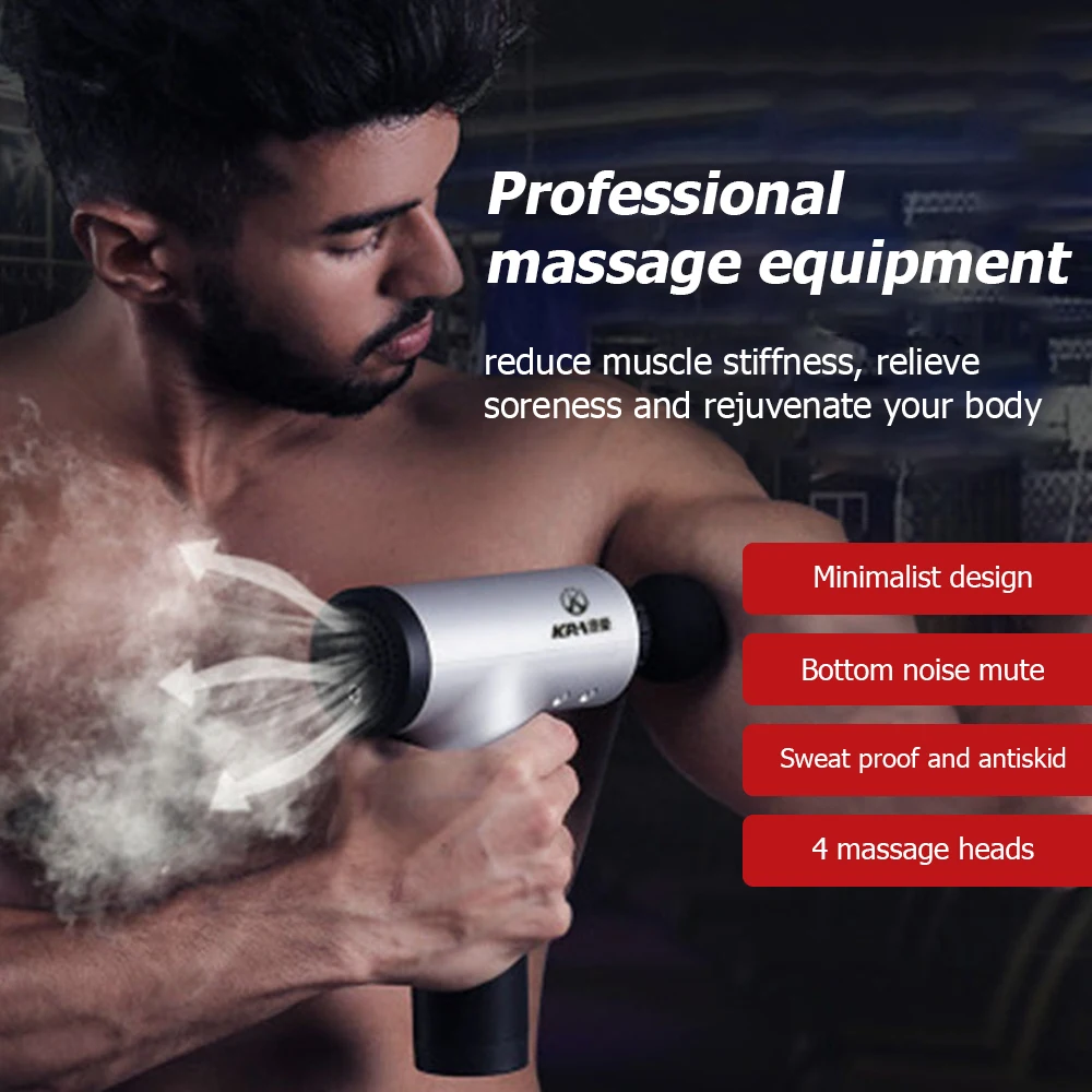 Высокочастотный массажный пистолет массажер для шеи 4 головы расслабления мышц