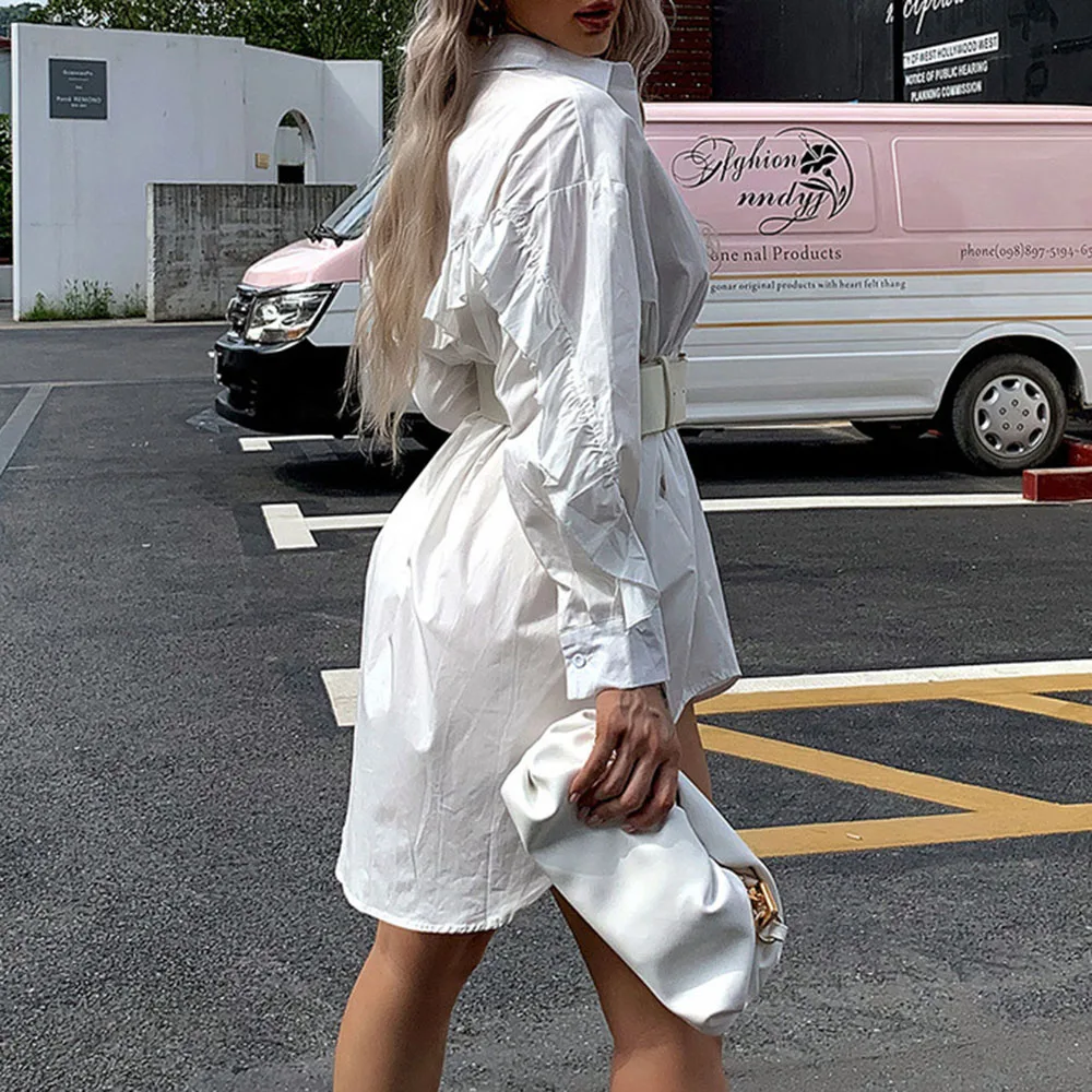 

2021 Western Style Blouse Oversize African Fashion Temperament Loose Casual Designer Solid Color POLO Collar Fungus Long Sleeve