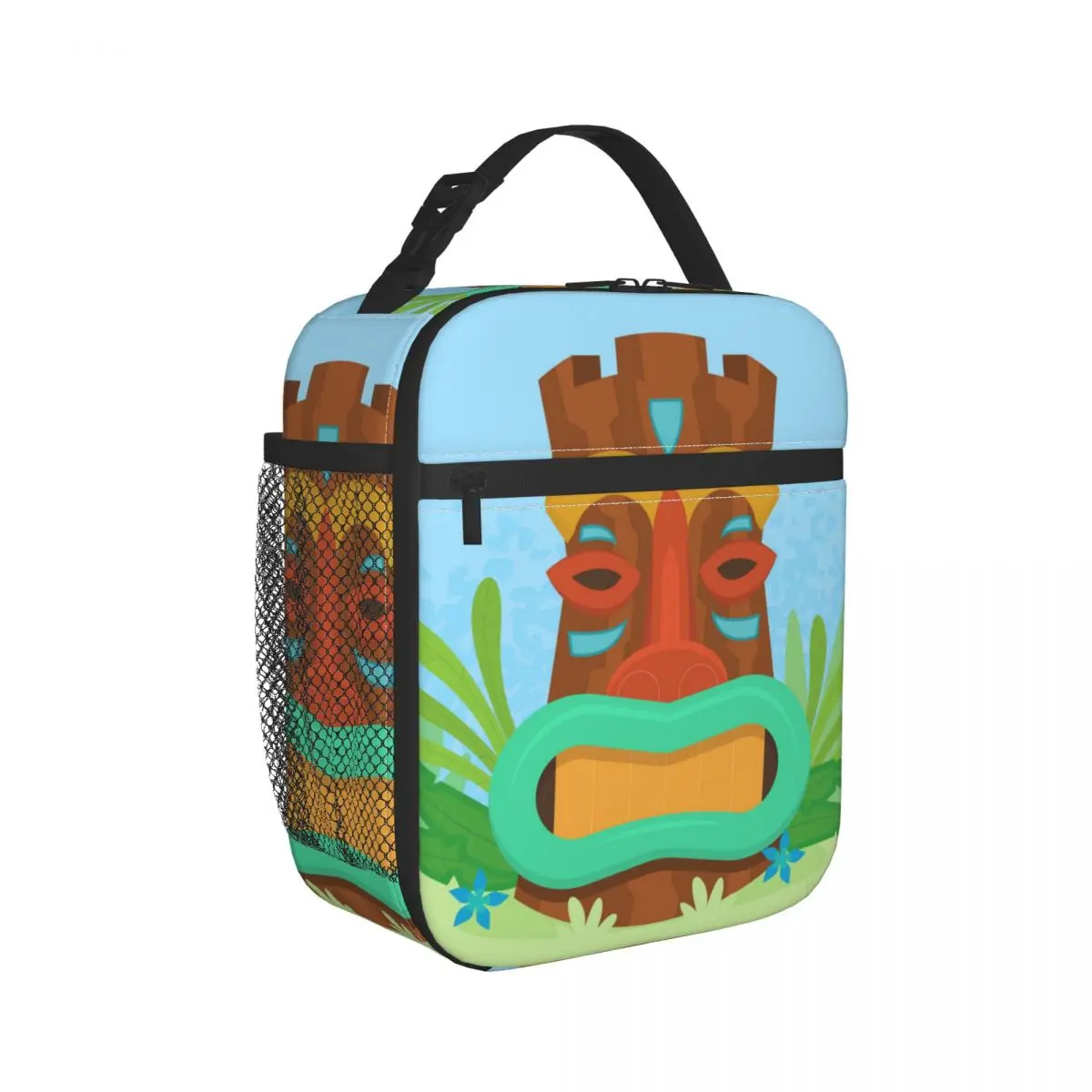 

Fresh Keeping Lunch Bag Tiki Mask With Palm Leaves Cooler Bag for Drinking Insulation Thermal Bag Insulation Ice Pack