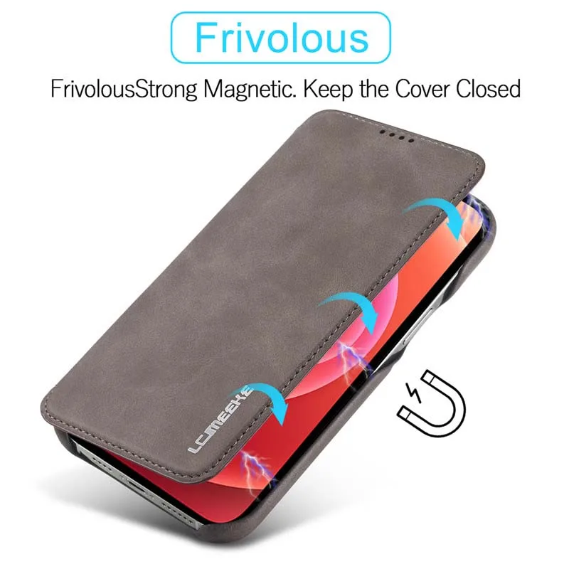 

Original Flip Wallet Leather Business Retro Book Design Magnetic Case For iphone 12pro 12promax 12mini 12 Protection Case KS0892