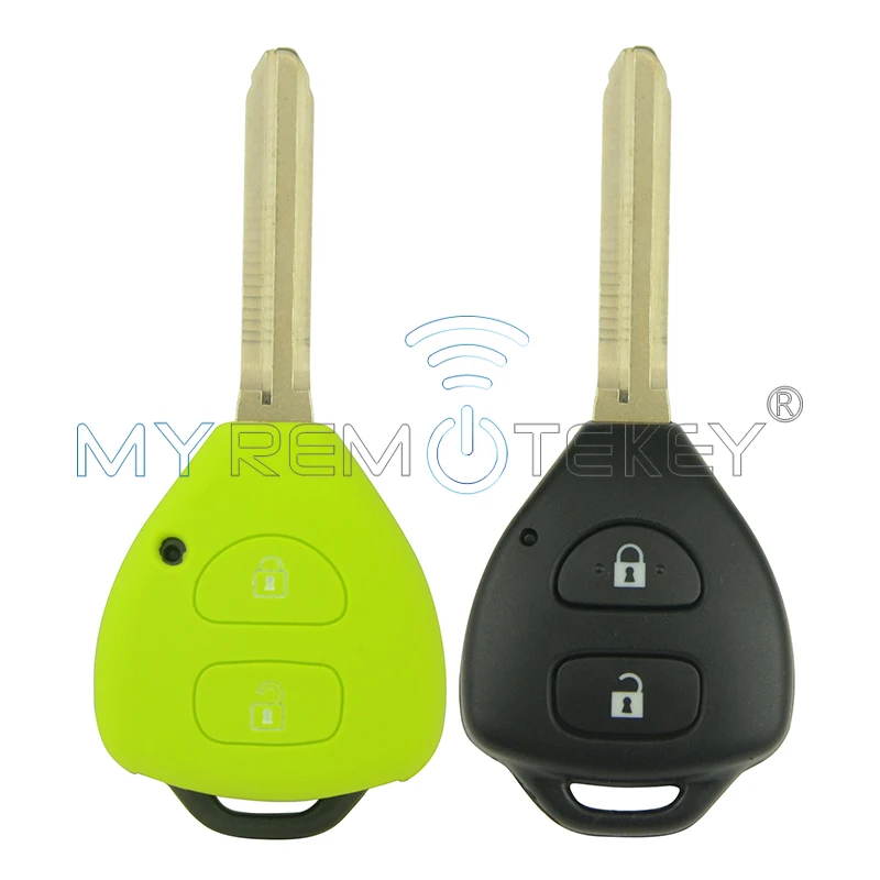 Автомобильный силиконовый чехол для ключей 2 кнопки с отверстием Corolla Camry YARIS Toyota