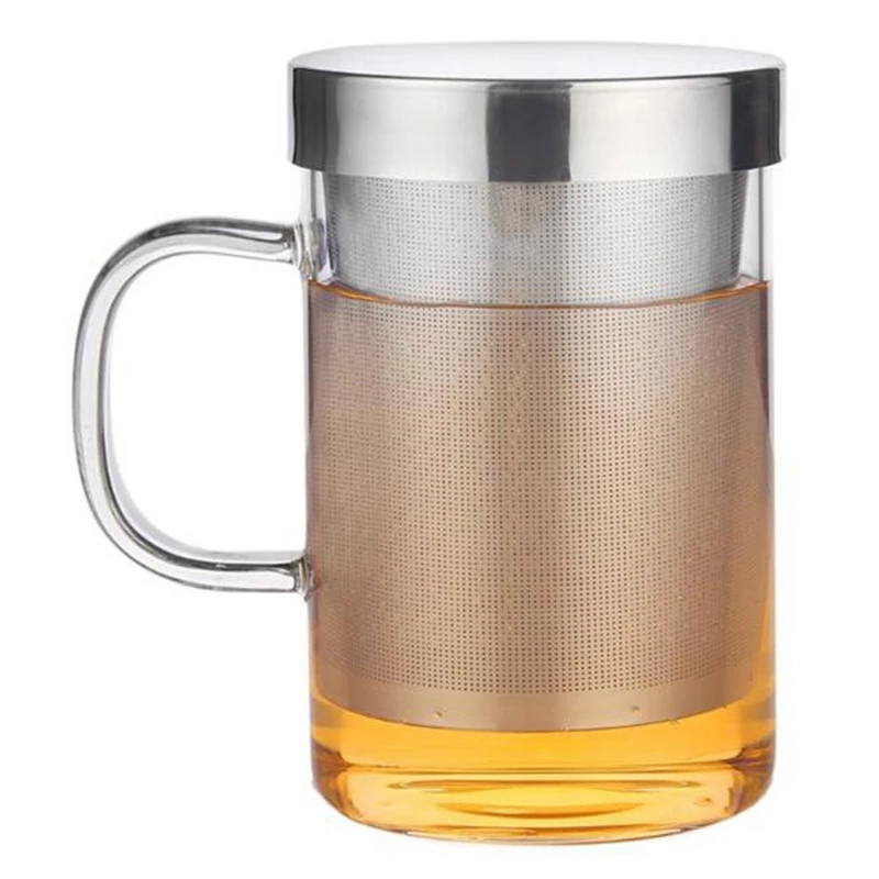 

500Ml Travel Heat-Resistant Glass Tea Infuser Mug with Stainless Steel Lid Coffee Cup Tumbler Kitchen Heat-Resistant Large