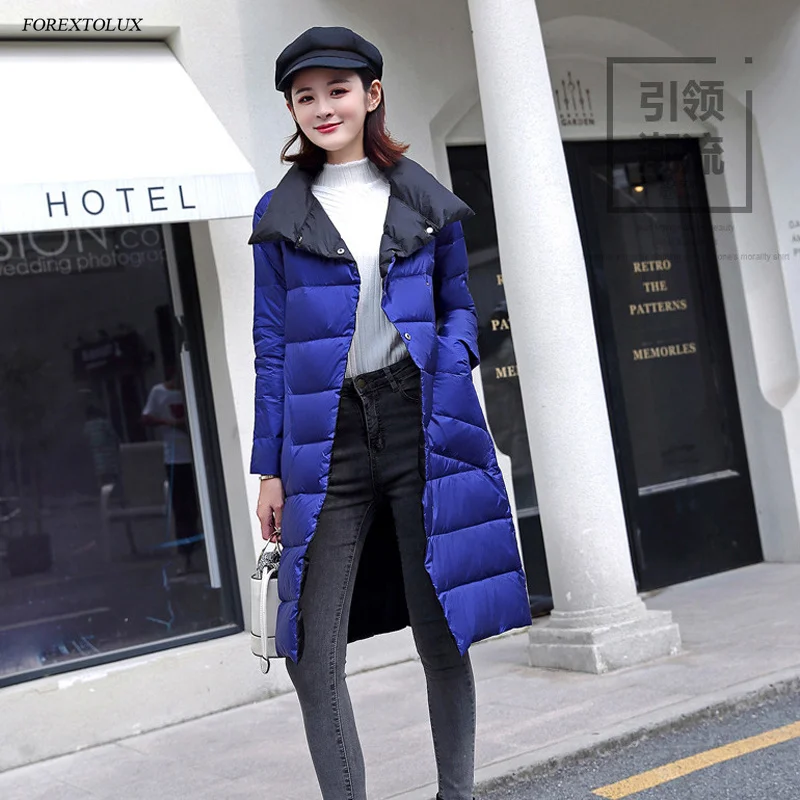 

90% White Duck Down Coat Women Double Sided Puffer Jackets Black Pockets Winter Warm Snow Parkas Large Size 2020 Turtleneck