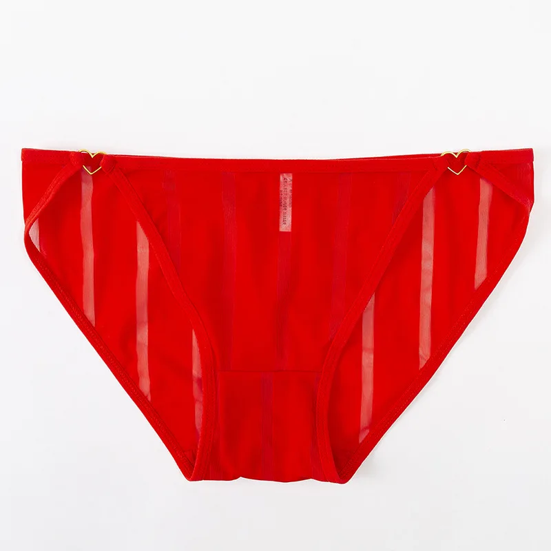 

Women's Underwear New Ice Silk Seamless Low Waist Elastic Breathable Hollow Striped Ice Silk Sexy Cotton Crotch Briefs Women