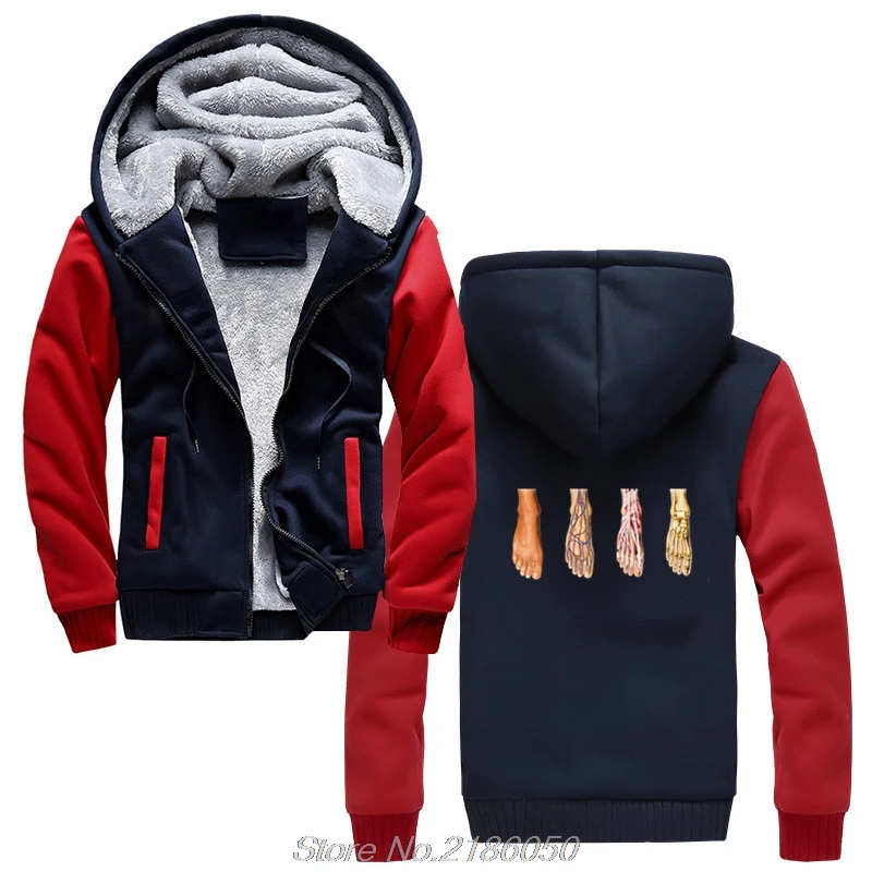 Foot Feet Anatomy Podiatry Doctor Medical Student 3D Hoodies Men's Coat Thicken Zipper Harajuku Sweatshirts | Мужская одежда