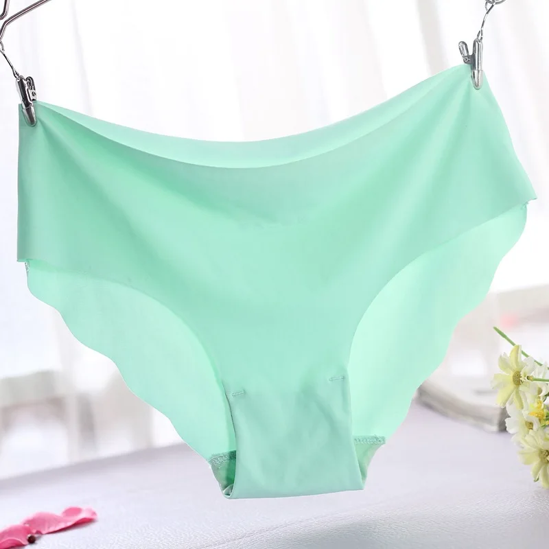 1Pc Fruit green 3 шт., женские бесшовные трусики, одноцветные, шелк льда, уютное нижнее белье, стринги, трусы, сексуальное нижнее белье, трусы - Цвет: 1Pc Fruit green