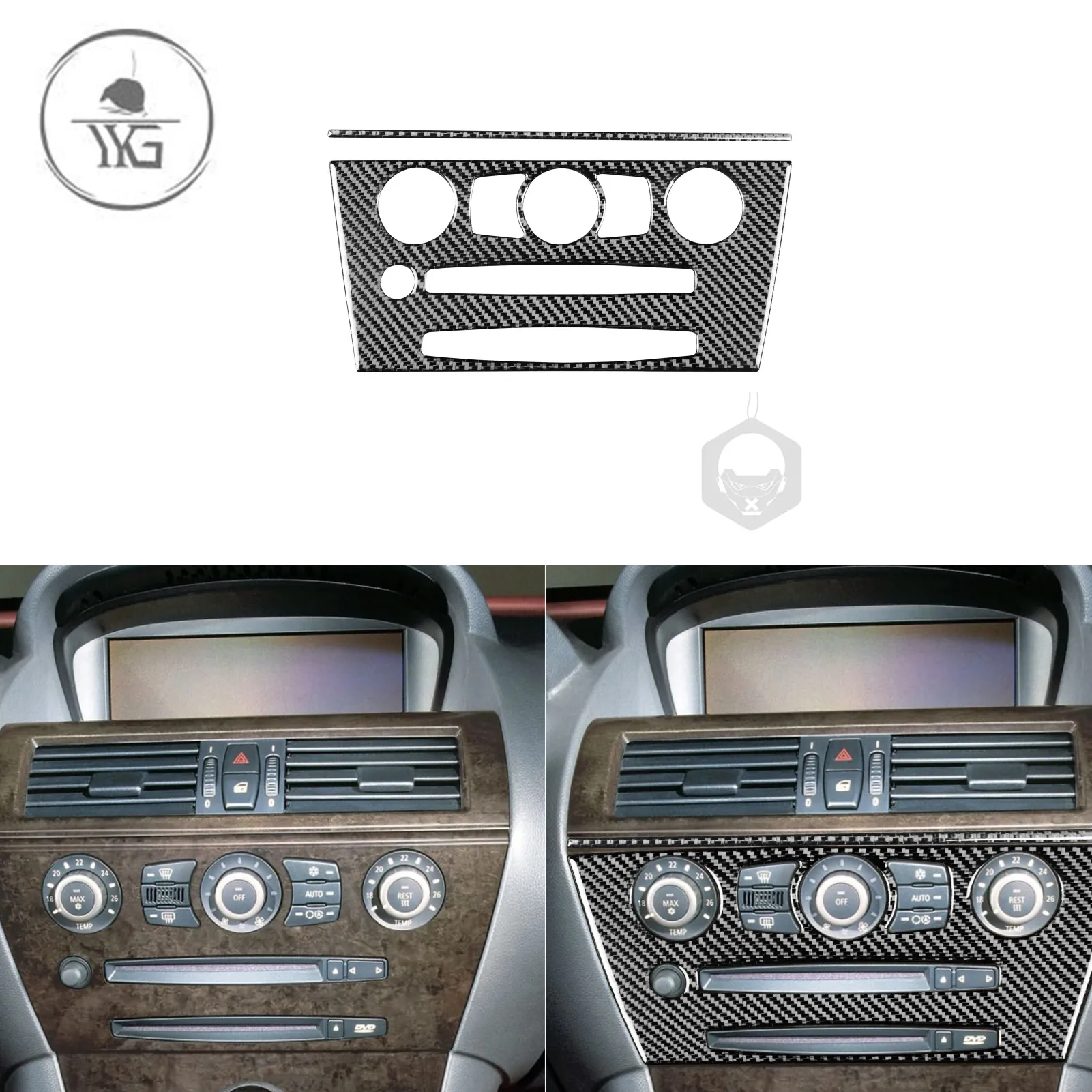 

Для BMW 6 серии E63 E64 2004-2010 реальное углеродное волокно, радио, наклейка, рамка, аксессуары для стайлинга интерьера автомобиля