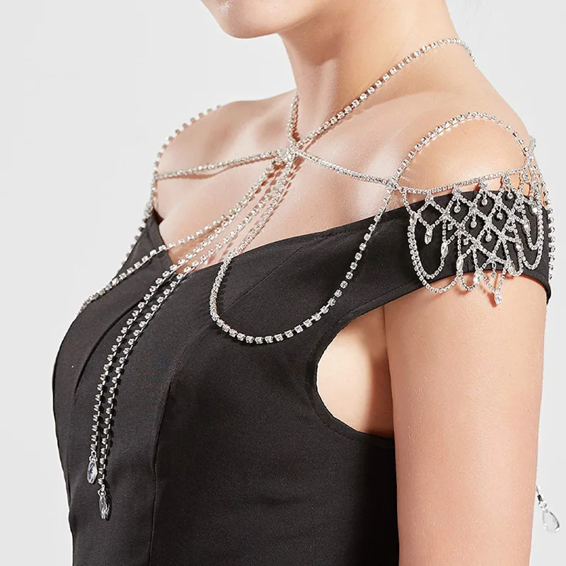 

Stonefans Crystal Rhinestone Shoulder Necklace Bridal Wedding for Women Handmade Tassel Shoulder Chain Jewelry Accessories Gift