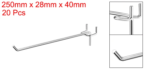 25cm20Pcs Uxcell 5 шт. или 10 шт. или 20 шт. железная сетка настенная Brack Серебряный тон крючки для настенных панелей PEG полки из досок Органайзер ассортимент части - Цвет: 25cm20Pcs