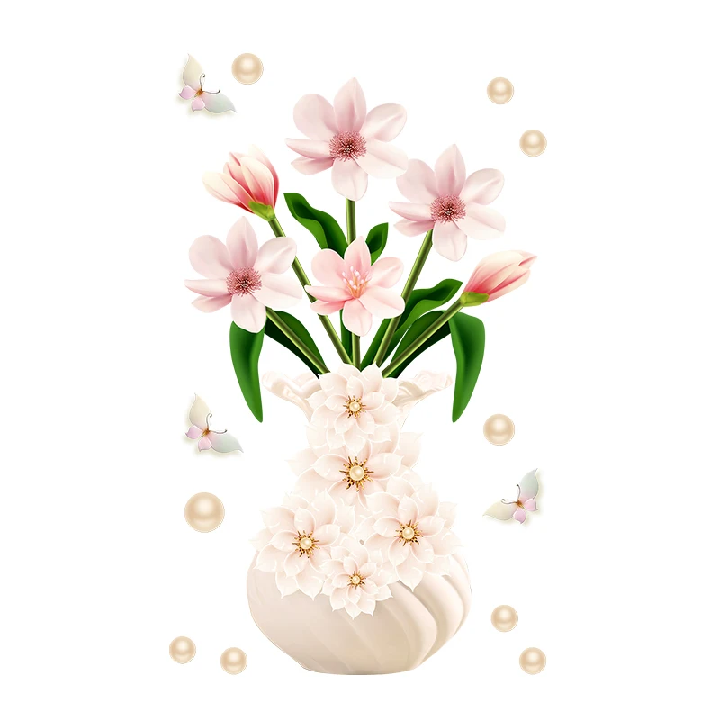

Chinese Style Vase Wall Stickers Creative Rose Flower Home Decor for Living Room Bedroom PVC Vinyl Room Decoration