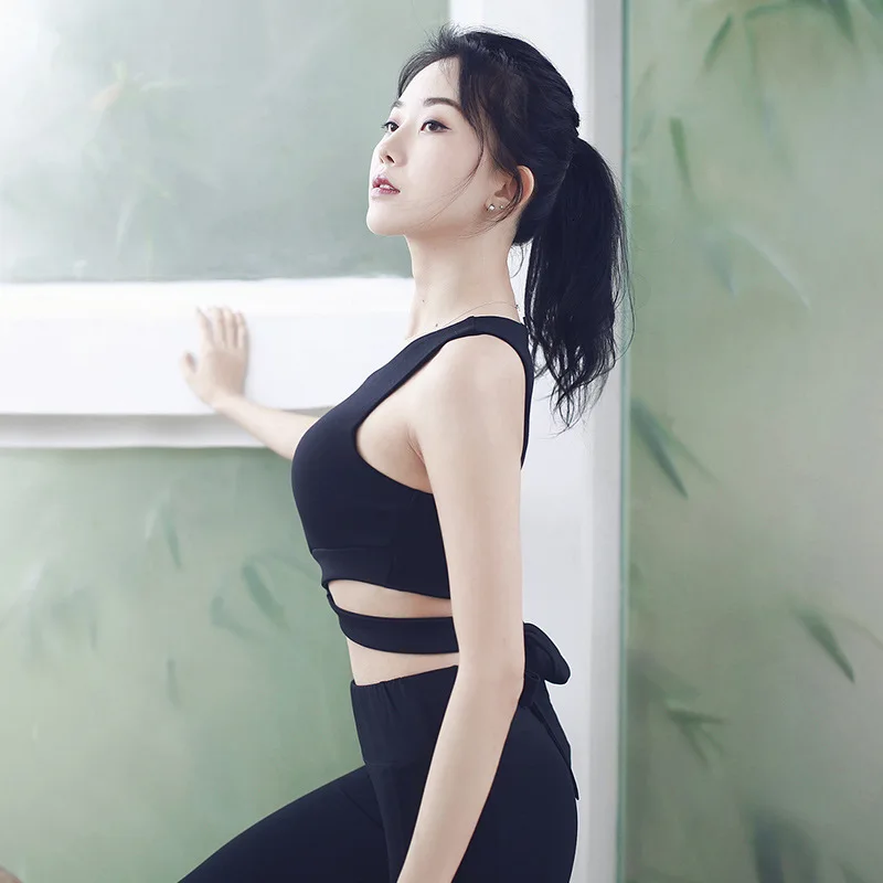

Sexy Lace Black Gym Strap Sports Yoga Bra Vest Active Wear For Women Brassiere Top Female Yoga Fitness Ring Slim Bra Running