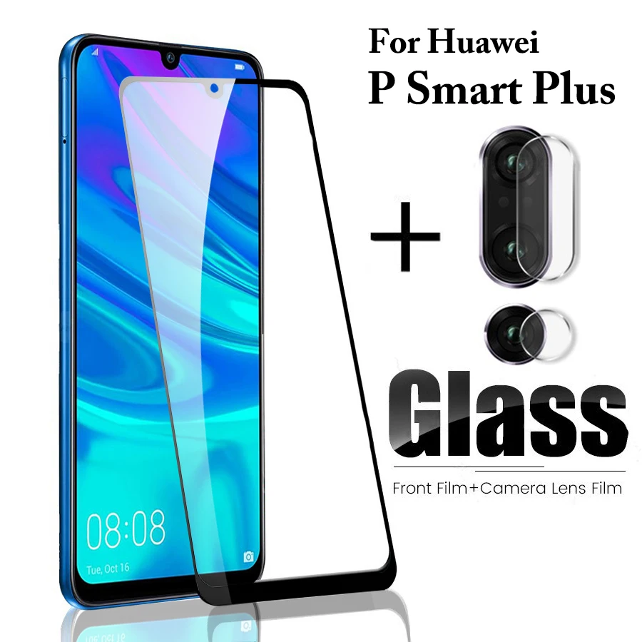 2 в 1 для Huawei P Smart Plus 2019 закаленное стекло на Hauwei PSmart защитное PSmartPlus полное покрытие