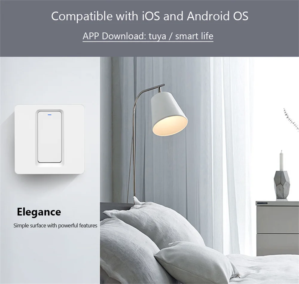 Умный кнопочный переключатель Wi-Fi нейтральный провод и под напряжением