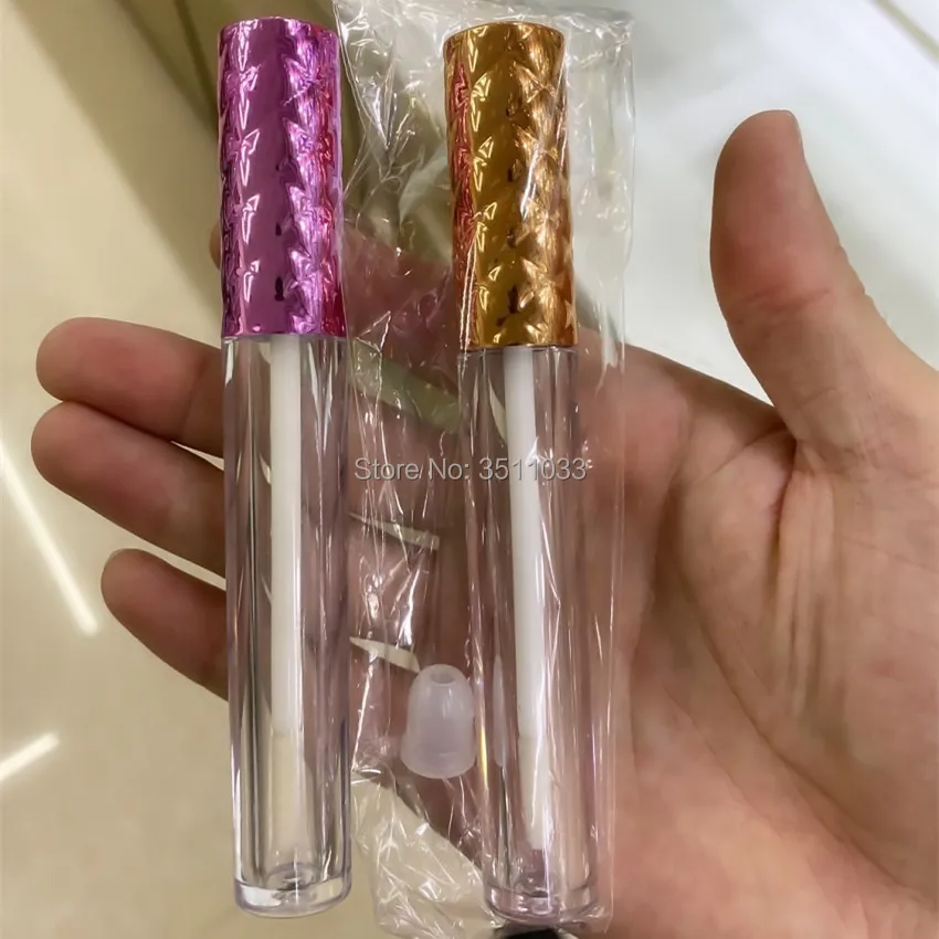 Флакон с золотой крышкой для кистей макияжа ресниц пустой прозрачный