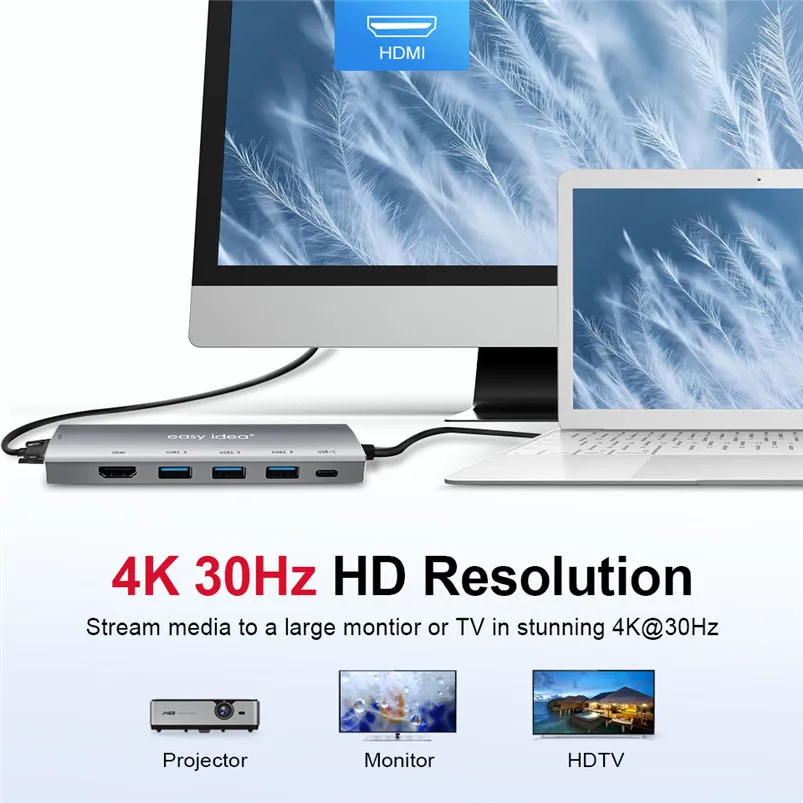 USB-концентратор с портом HDMI/VGA для MacBook Pro/Huawei | Компьютеры и офис