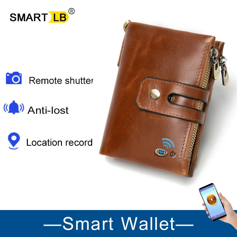 

Кошелек мужской из натуральной кожи, маленький бумажник с монетницей, кредитница на цепочке, защита от потери, роскошный брендовый клатч