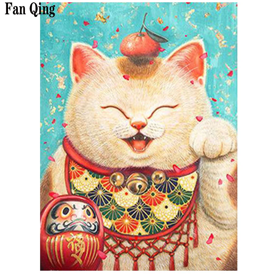 5D DIY Алмазная картина Счастливый Кот Вышивка крестом вышивка мозаика домашний