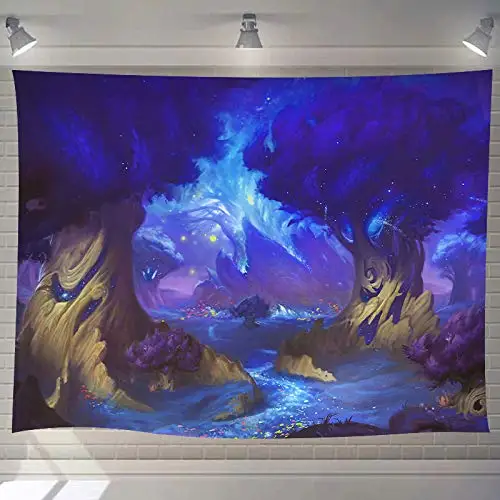 

Fantasy Mushroom Castle Tapestry Magic Forest Tree Planet Wall Hanging Flannel Art Tapestries for Kids Living Room Bedroom Dorm