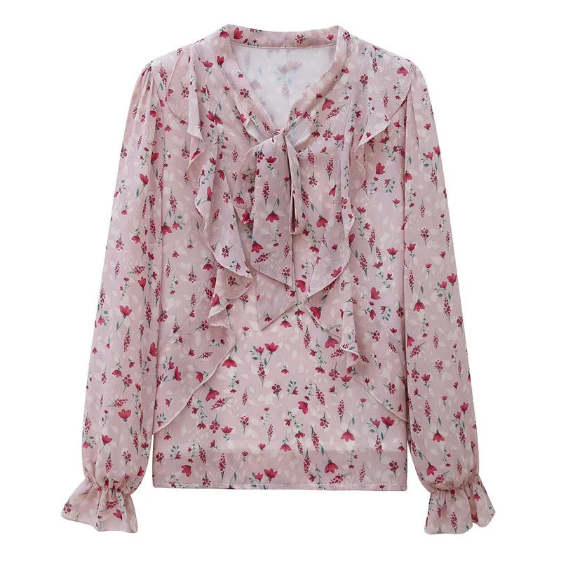 

Floral Chiffon Blouse Women Clothing Casual Long Sleeve Shirts Female Elegant Fashion Streetwear Lady Tops Mujer Camisetas Q3426