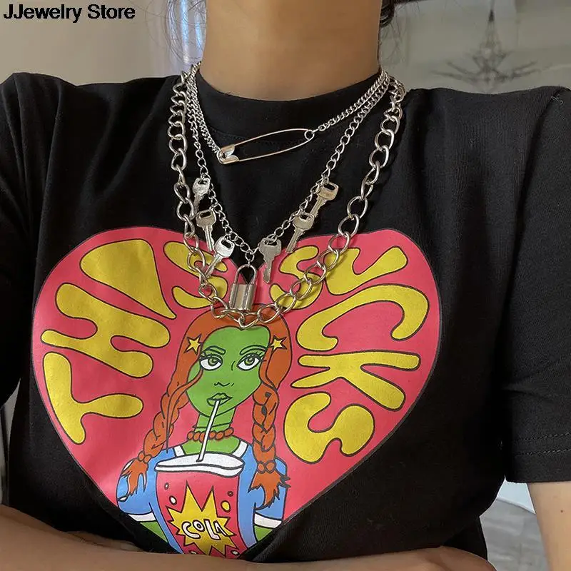 Темный готический большой замок кулон ожерелье Панк Хип-хоп три стиля колье