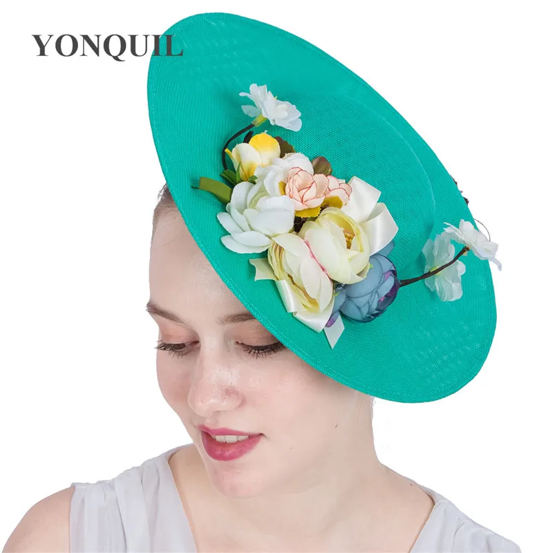 

Big Fascinators Hat For Women Tea Party Headband Kentucky Derby Wedding Cocktail Flower Mesh Feathers Hair Clip Headpiece