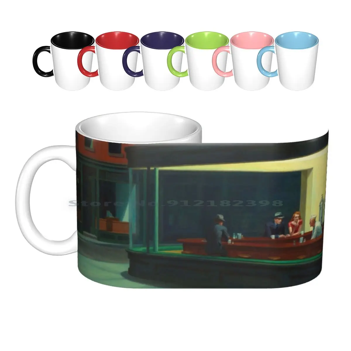 

Nighthawks At-Edward Hopper Ceramic Mugs Coffee Cups Milk Tea Mug Edward Hopper Designer 1940s Classy Classic Retro Cool Trendy