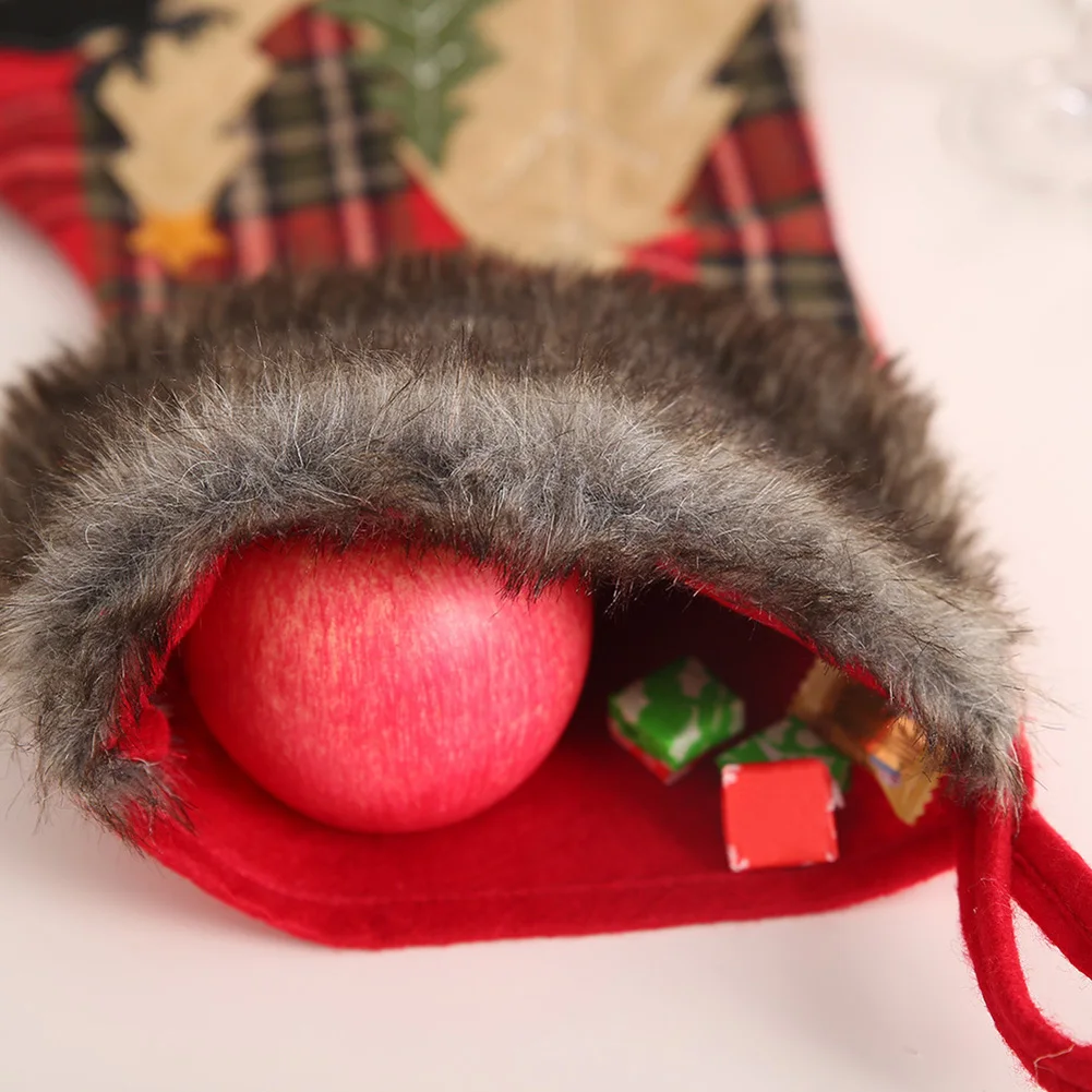 Клетчатые Рождественские Елочные лося чулки с принтом офисные не-тканые