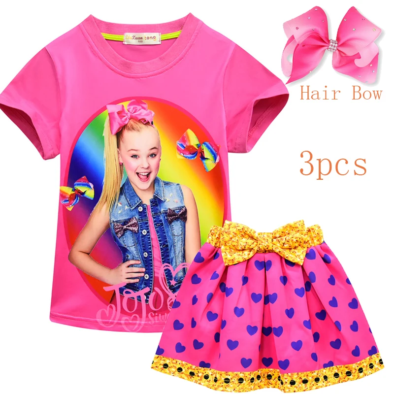 Милая Одежда для девочек летний комплект одежды Jojo Siwa мультяшная Домашняя одежда