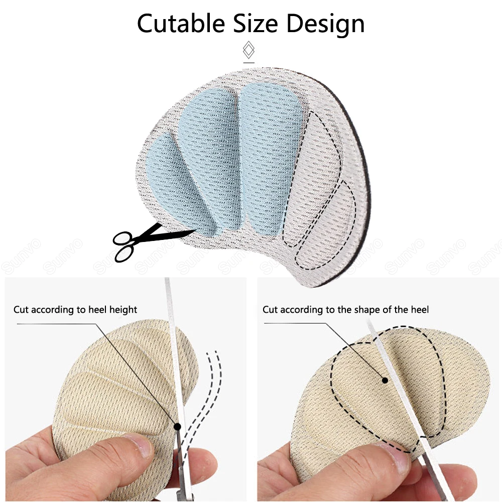 Sunvo Sports Heel Insert Sticker for Shoes Size Reducer Filler High Heels Liner Protector Heel Pain Relief Self-adhesive Cushion