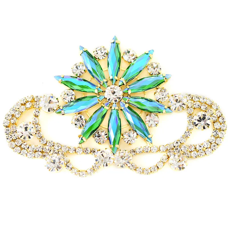 5 форм 1 шт. цветные стразы с кристаллами АБ пришивные золотым низом для украшения