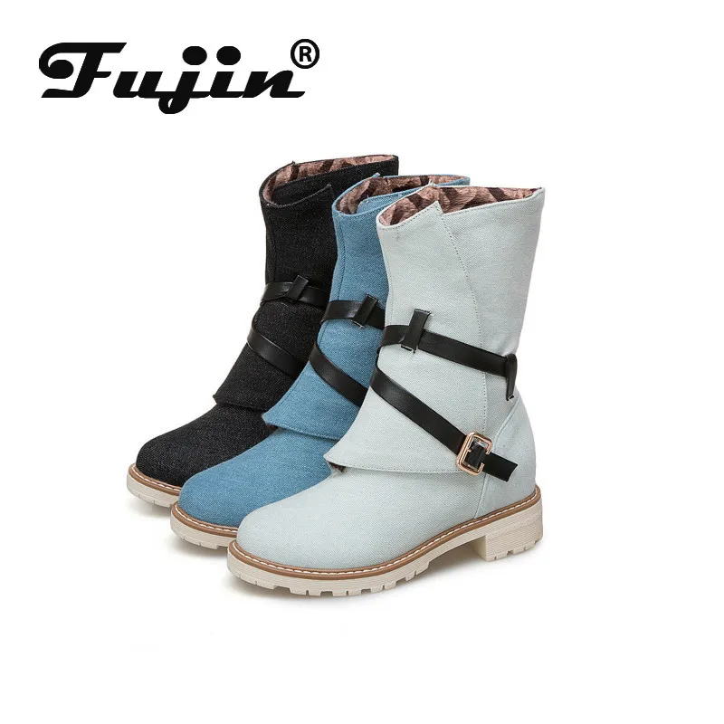 Fujin/осенне зимние женские ботинки с коротким голенищем Новый стиль Повседневные