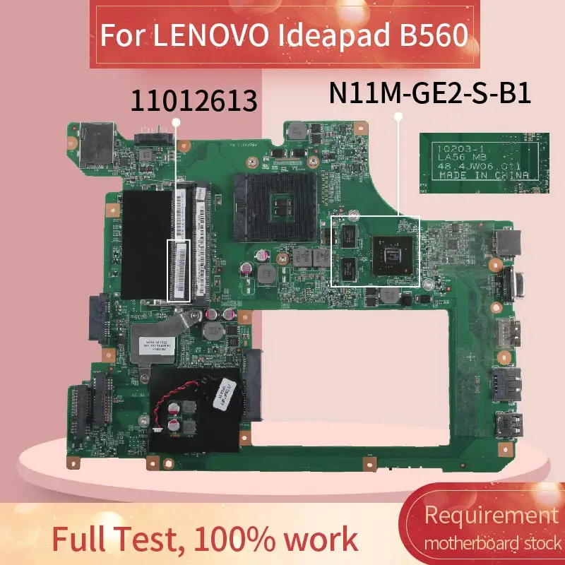 Материнская плата для ноутбука LENOVO B560 GT310M материнская 10203-1 LA56 48 4jw06. 011 HM55 N11M-GE2-S-B1