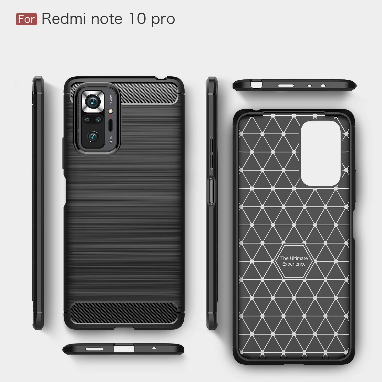

Phone Case For Xiaomi Redmi Note 10 Pro Max Light Luxury Fashion Carbon Fiber Softness Anti-fall Shockproof Protection TPU Cover