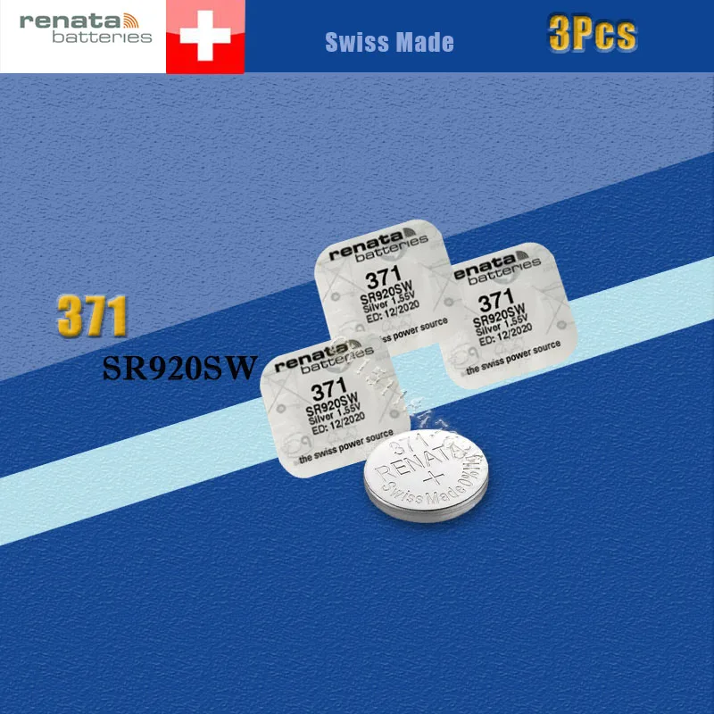 Аккумулятор часов renata Silver Oxide 3X371 SR920SW 920 1 55 V 100% оригинальный бренд 371 920|battery 371|watch