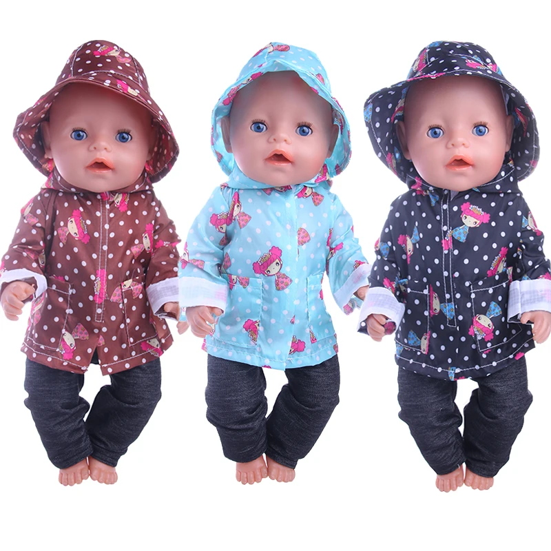 

3Pcs/Set Raincoat Suit Cute Little Girl Pattern Doll Clothes For 18 Inch American Doll Girl & 43 Cm New Born Baby,Our Generation