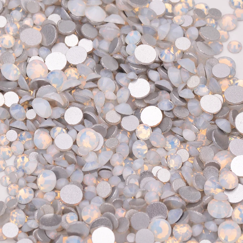 JUNAO Mix Size Opal Green Glass Nail Rhinestone Sticker Art Decoration Round Crystal Stone Flatback Strass For Crafts | Дом и сад