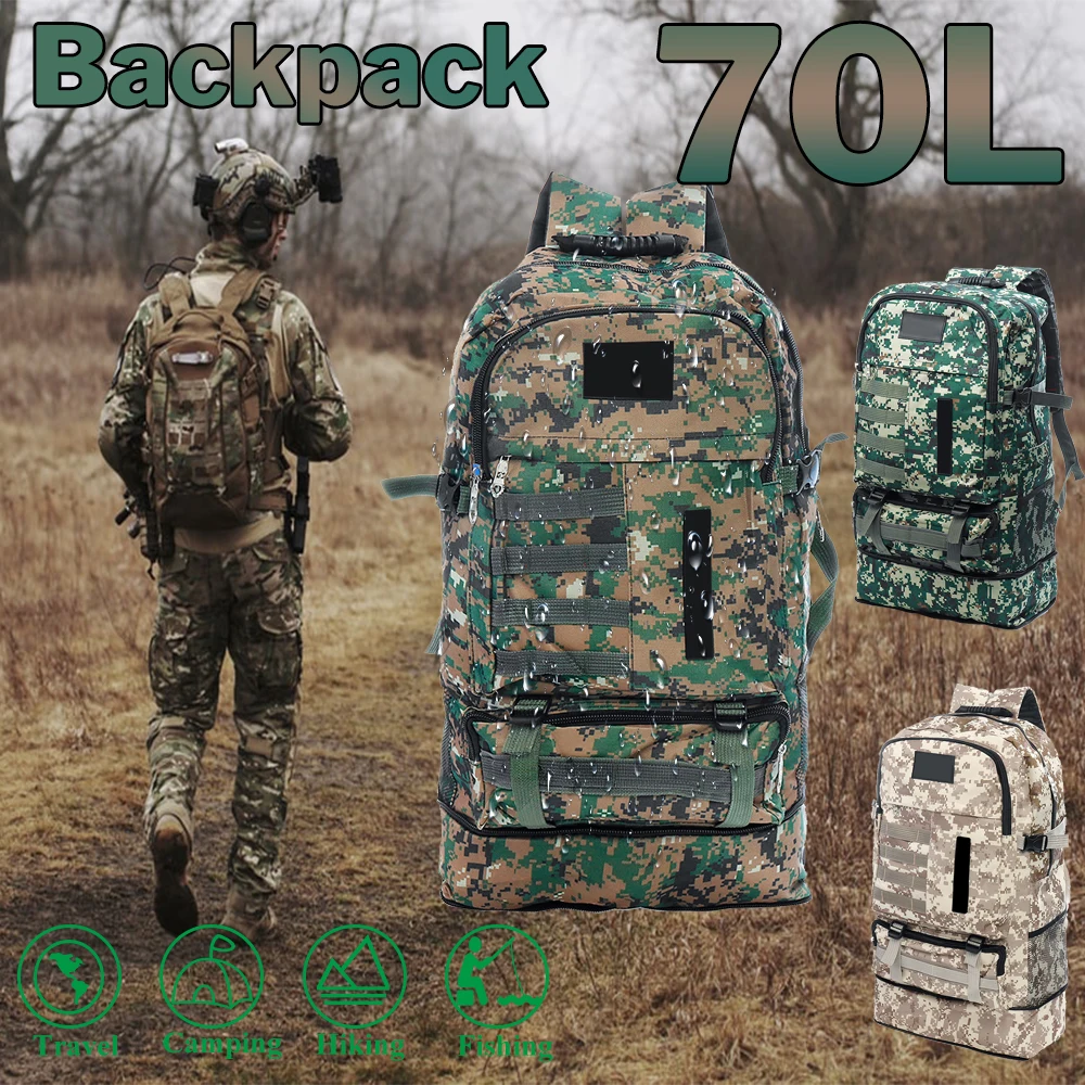 Водонепроницаемый мужской военный тактический рюкзак 70L нейлоновый слинг