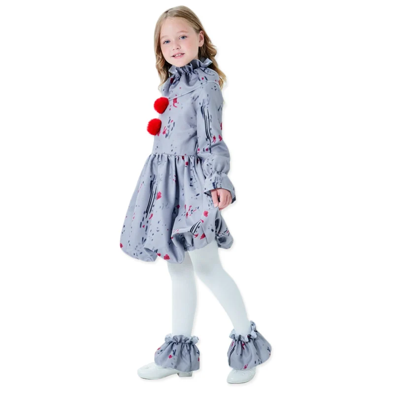 

Kids Stephen King's It Pennywise Cosplay Costumes Halloween Carnival Party Children Horror Clown Dress Suits For Girls