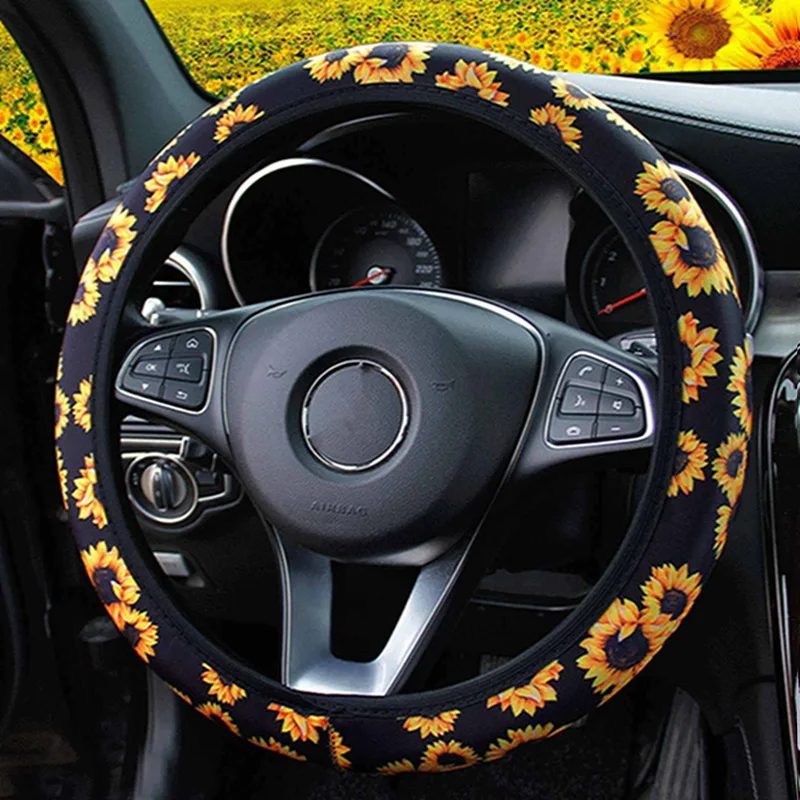 

37-38CM Car Steering Wheel Cover Fashion Print Steering Wheel Case Protection Auto Interior Decoration Car Styling Accessorie