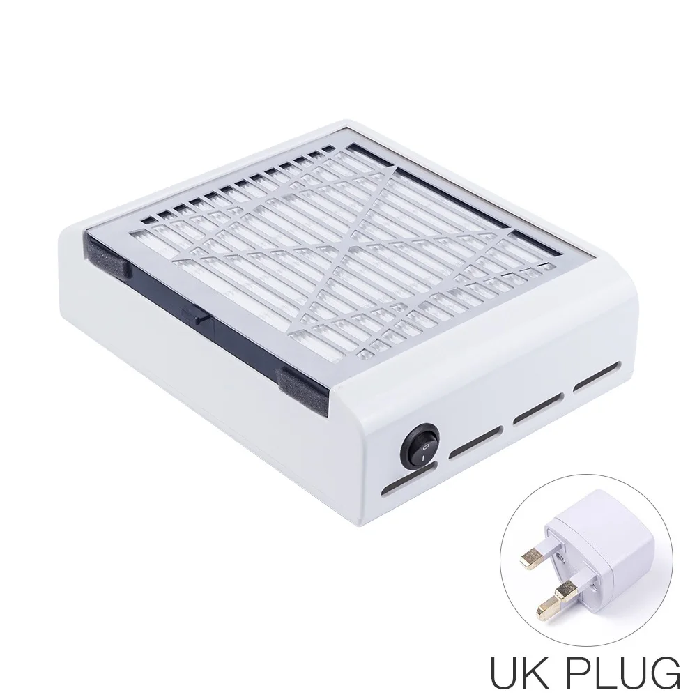 UK Plug Всасывающий пылесборник для ногтей для маникюрной машины, всасывающий Пыль для ногтей, пылесос для ногтей, фильтр для ногтей, Гель-лак для маникюра - Цвет: UK Plug