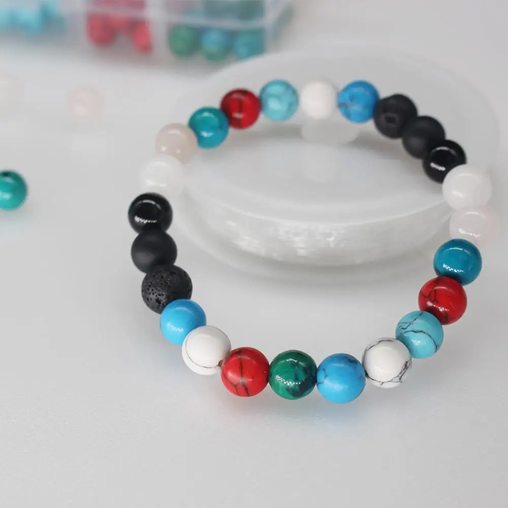 Бусины Из Натурального вулканического камня 10 коробок 150 шт. 8 мм для