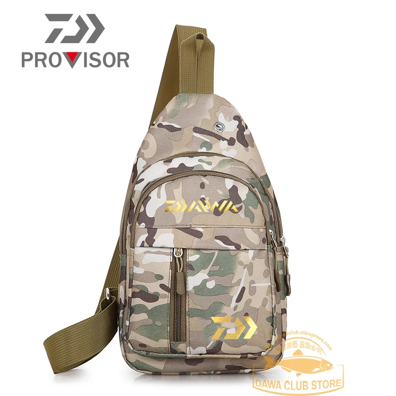 

2020 Daiwa New Men's Waterproof Fishing Chest Bag Outdoor Tactical Camouflage USB Fashion Trend Wearable Shoulder Bag