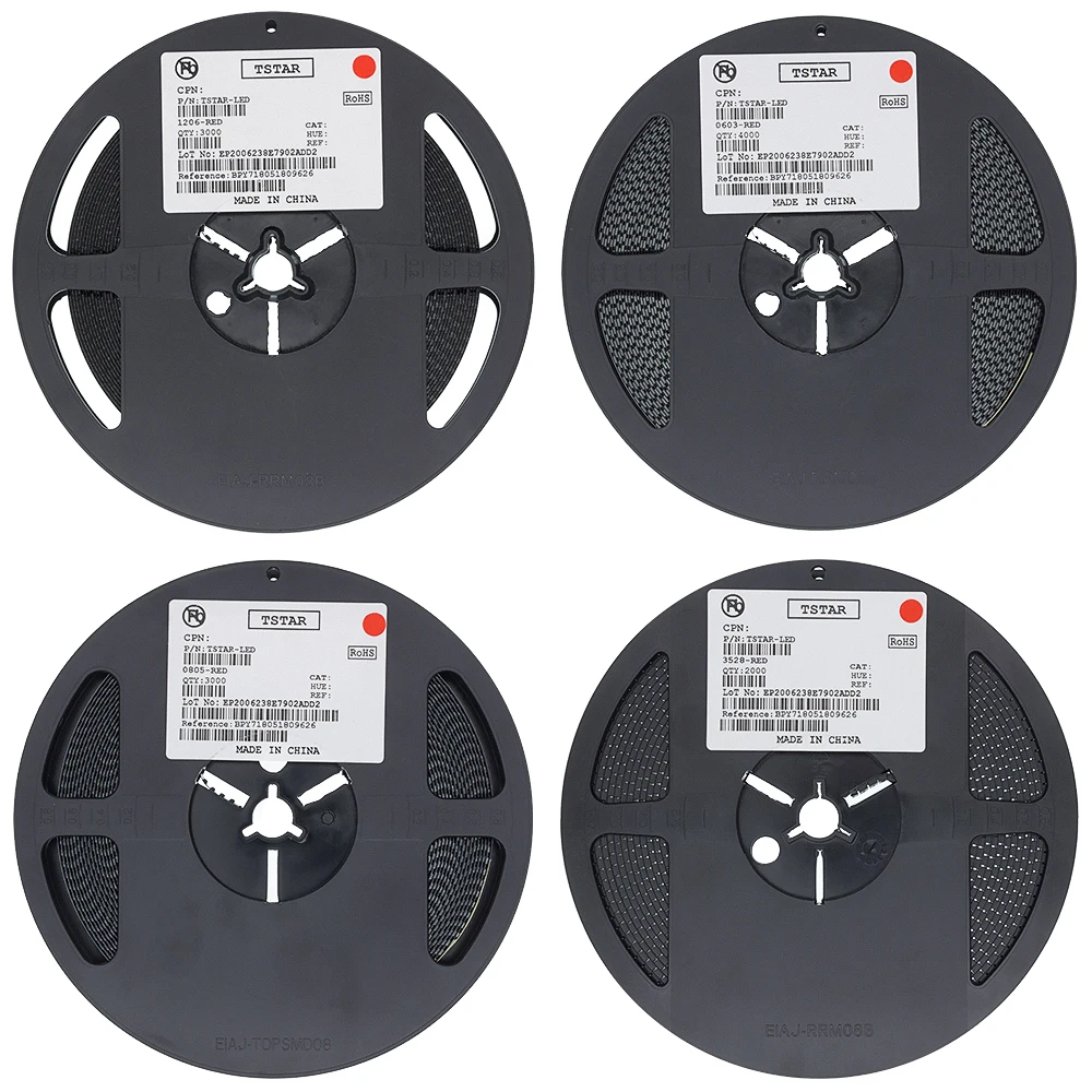 1 катушка 3000 шт/4000 шт 0603/0805/1206/1210 SMD светодиодный светильник красный/зеленый/синий
