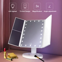 makeup mirror with lights 1x 2x 3x magnification lighted vanity mirror touch control trifold dual power beauty mirrors portable