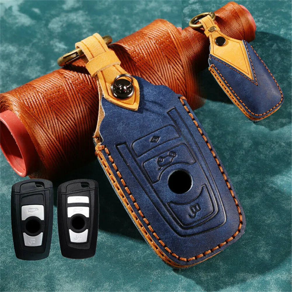 

Leather Car Remote Key Cover Case Fob Protector Shell Chain For BMW F10 F20 F30 Z4 X1 X3 X4 M1 M2 M3 E90 1 2 3 5 7 Series