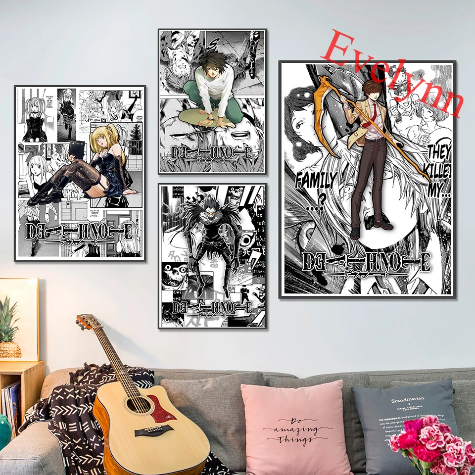 

Japanese Anime Deathnote Poster And Print Modern Living Room Decor Canvas Wall Art Children Room Decor Pictures Cartoon Painting