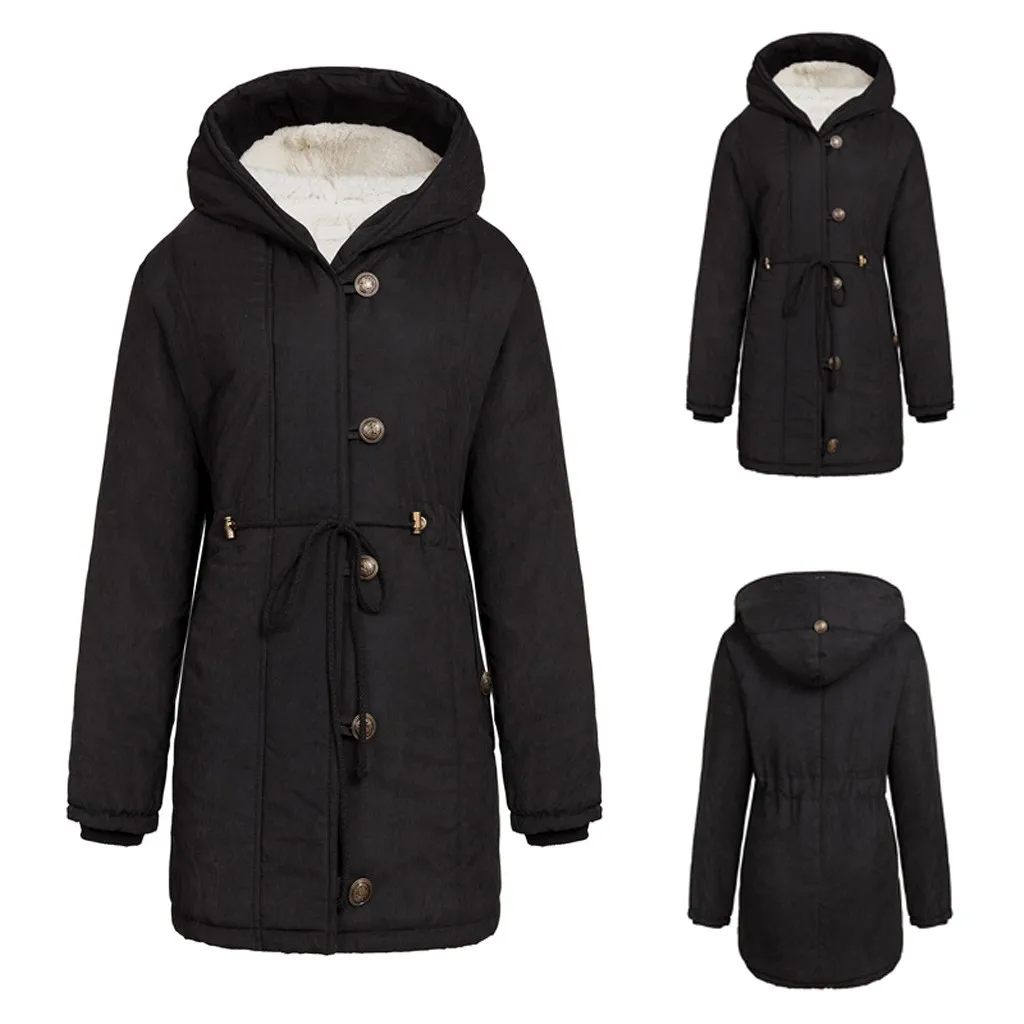 Теплое пальто SAGACE на молнии хлопковое женские с капюшоном модная женская