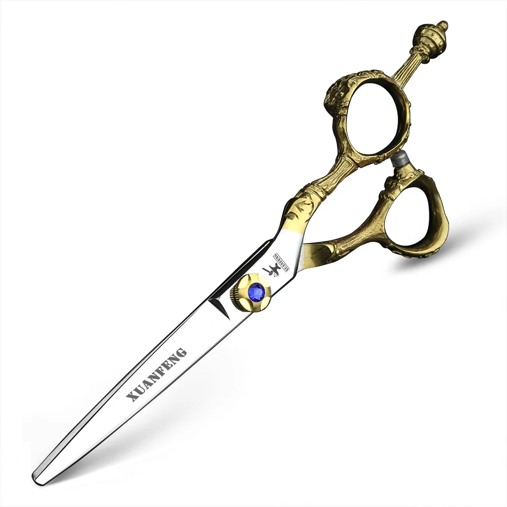 6 дюймов Золотая Корона Парикмахерские ножницы Япония 440C для резки и истончение