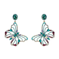 korean version of the creative new retro diamond hollow colorful butterfly earrings personalized exaggerated earrings earrings c