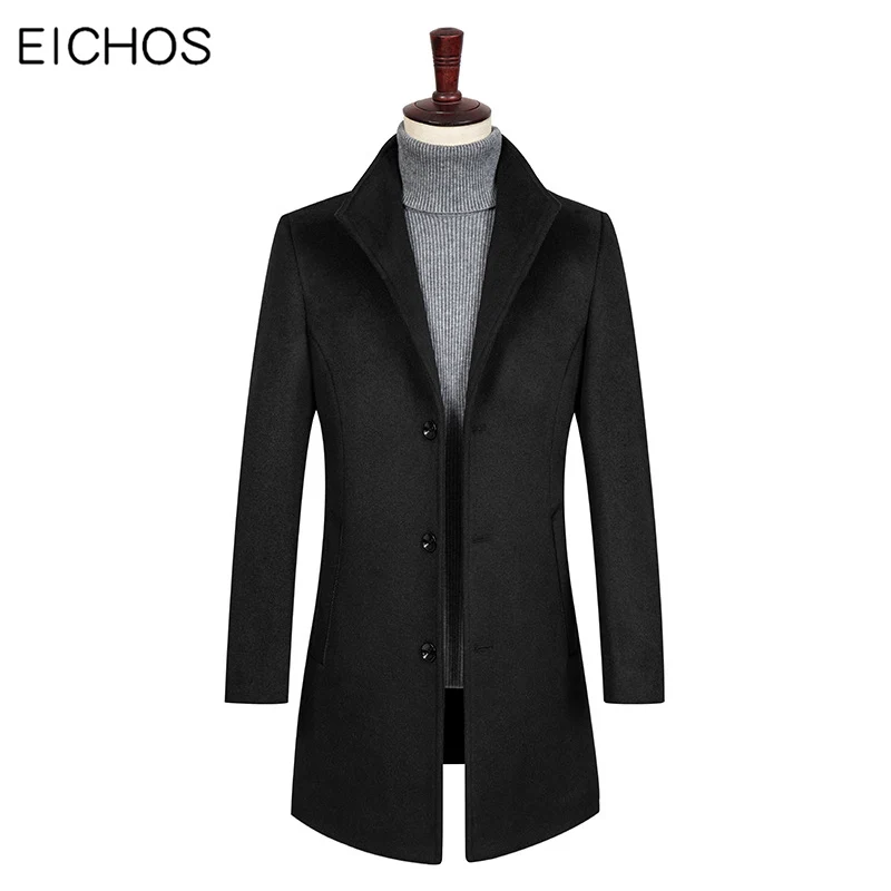 

New Brand Men Wool Blends Coats Autumn Winter Solid Color Men's Wool Coats Luxurious Wool Blends Coat Male M-4XL